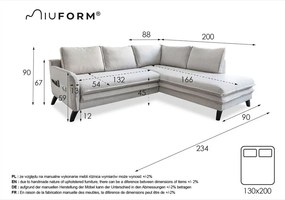 Sivá rozkladacia rohová pohovka (pravý roh) Charming Charlie – Miuform