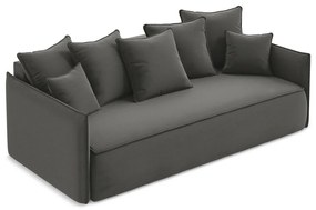 Tmavosivá zamatová rozkladacia/s úložným priestorom pohovka 225 cm Hula – Makamii