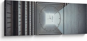 Obraz - Pohľad zvnútra budovy (s hodinami) (90x30 cm)