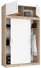 Skriňa s posuvnými dverami a nadstavcom 150 cm CLP mono sonoma / biela