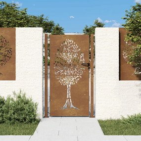 Záhradná brána 105x180 cm kortenová oceľ dizajn stromu 153218