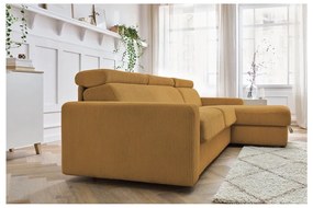 Menčestrová rozkladacia rohová pohovka v horčicovej farbe (variabilná) Monaco – Bobochic Paris