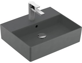 VILLEROY &amp; BOCH Memento 2.0 závesné umývadlo s otvorom, s prepadom, 500 x 420 mm, Graphite, s povrchom CeramicPlus, 4A2250I4