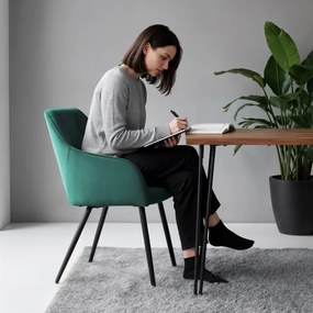 Sada dvoch jedálenských stoličiek DIAMANT zamatové, zelené / čierne nohy (2 ks)