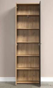 Predsieňová šatníková skriňa s policami Esteban, antracit/dub evoke