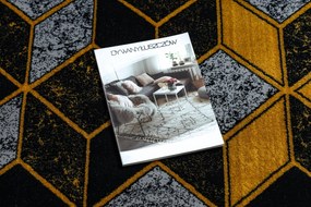 Koberec GLOSS moderný  400B 86 štýlový, glamour, art deco, 3D   geometrický  čierno/ zlatý