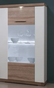 Obývacia stena Caracas Media, dub/biely lesk, s osvetlením