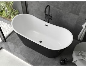 Mexen Montana, voľne stojaca vaňa 170 x 80 cm, biela-čierna, čierny matný prepad, 52011708075-70