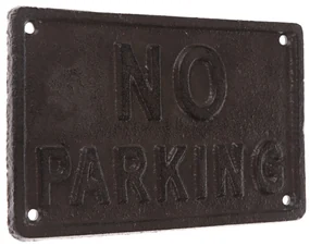 Liatinová dekorácia na stenu "NO PARKING" čierna, 11 x 18 cm