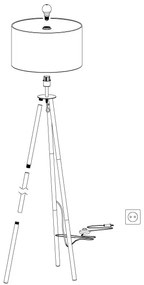 Eglo 44098 - Podlahová lampa BIDFORD 1xE27/60W/230V