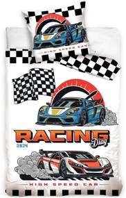 Bavlnené posteľné obliečky Pretekárske autá - motív Drag Racing - 100% bavlna Renforcé - 70x90 cm + 140x200 cm