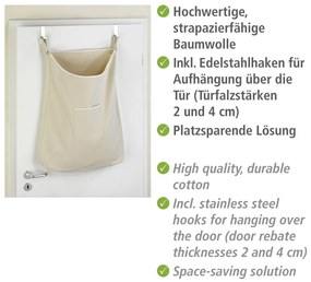 Béžový závesný kôš na bielizeň Wenko Door Laundry, 65 l
