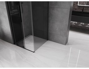 Mexen Velar, sprchový kút s posuvnými dverami 110 x 110 cm, 8mm šedé sklo, čierna matná, 871-110-110-41-70