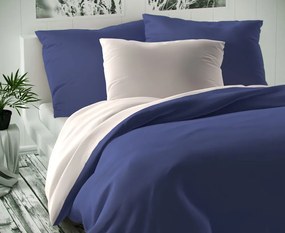 Saténové obliečky LUXURY COLLECTION 140x200, 70x90cm tmavo modré / biele