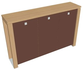Stredná skriňa Verno+ 200 x 46 x 130 cm, sklenené dvere, dub svetlý / hnedá
