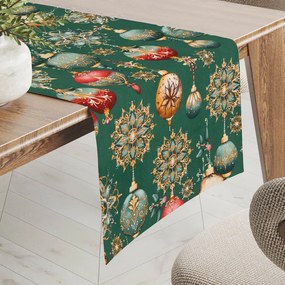 Biante Bavlnený behúň na stôl Sandra SA-529 Vianočné banky na zelenom 45x120 cm