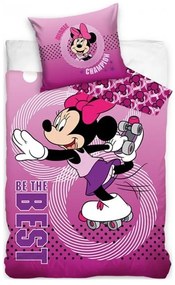 Bavlnené posteľné obliečky Disney - motív Minnie Mouse na korčuliach - 100% bavlna - 70 x 90 cm + 140 x 200 cm