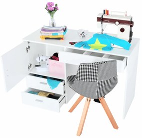 Viacúčelový stôl pre krajčírky Tailor - biela