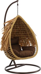 CH AZTEC ZÁVESNÁ STOLIČKA – PRÍRODNÁ, HNEDÝ VANKÚŠ, HNEDÝ RÁM