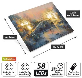 Nexos 86740 Nástenná maľba vianočná krajina, 8 LED, 30 x 40 cm