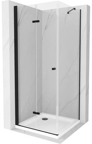 Mexen Lima sprchová kabína, skladacie dvere 90 x 90 cm, transparentnéné, čierna + závesný bidet Flat, biela