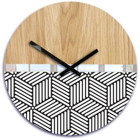 Dřevěné nástěnné hodiny Echo 33 cm dub přírodní/černé