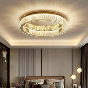 Toolight Toolight, LED stropné krištáľové svietidlo 39cm, 24W, 4000K, 1500lm, APP1719-C 40, zlatá lesklá, OSW-09300