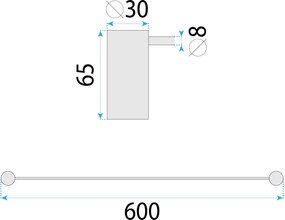 Rea Solo, nástenný kúpeľňový vešiak 60cm, 64101, medená matná, REA-84201