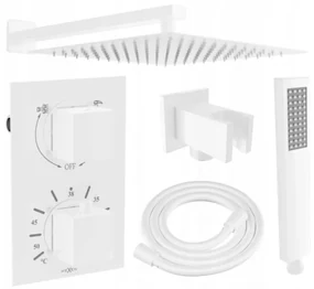 Mexen Cube, podomietková sprchová sada DR02 s dažďovou sprchou 30cm, biela, 77502DR0230-20
