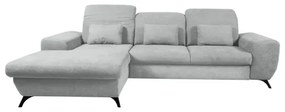 Rozkladacia čalúnená rohová sedacia súprava ALTA do tvaru L s úložným priestorom, ľavé prevedenie, sivá