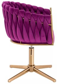 LuxuryForm DESIGN Kreslo NORDEN VELUR na zlatom kríži - fuchsia