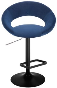 LuxuryForm Barová stolička NAPOLI VELUR na čiernom tanieri - modrá