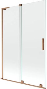 Mexen Velar L, 2-krídlová posuvná vaňová zástena 120 x 150 cm, 8mm číre sklo, medená matná, 896-120-003-01-65