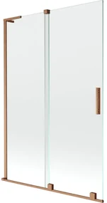 Mexen Velar L, 2-krídlová posuvná vaňová zástena 120 x 150 cm, 8mm číre sklo, medená matná, 896-120-003-01-65