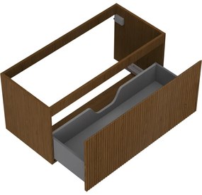 Mexen Rivel, kúpeľňová skrinka 100 cm, 1 zásuvka, drážkovaná, orech, 91A20-10047-1-BF86