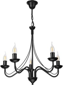 Luster na reťazi ANTON 5xE14/15W/230V čierny