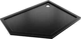 Mexen Flow, päťuholníková sprchová vanička slim 90 x 80 cm, pravá, čierna matná - 46P708090R