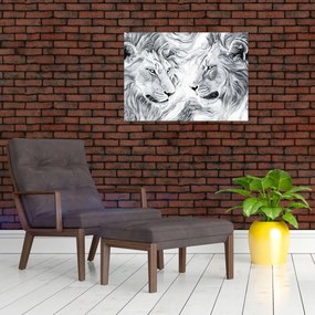 Obraz - Kreslené levie hlavy (70x50 cm)