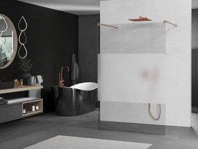 Mexen Kioto, sprchová zástena Walk-In 140 x 200 cm, 8mm číre sklo-námraza, medený matný profil, 800-140-002-65-35