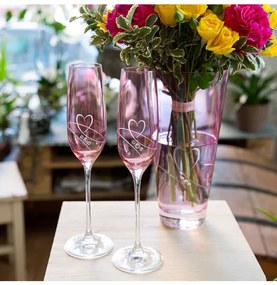 Diamante sklenená váza Romance Pink Conical s kryštálmi Swarovski 25 cm