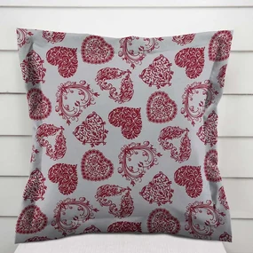 Biante Dekoračná obliečka na vankúš s lemom PML-095 Vínové srdcia na sivom 60 x 60 cm