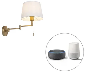 Inteligentná nástenná lampa bronzová s bielym tienidlom vrátane WiFi A60 - Ladas Deluxe