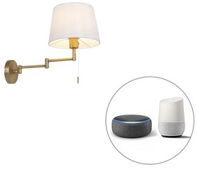 Inteligentná nástenná lampa bronzová s bielym tienidlom vrátane WiFi A60 - Ladas Deluxe
