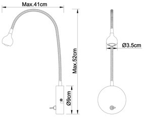 Globo 24109W - LED Flexibilná lampička SERPENT 1xLED/3W/230V