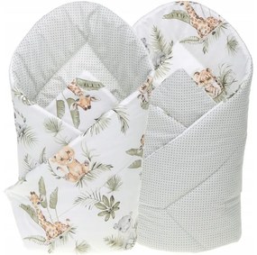 Obojstranné hniezdočko (kokon) pre bábätko - BABYMAM PREMIUM set 7v1 - Africké zvieratká s béžovou minkami