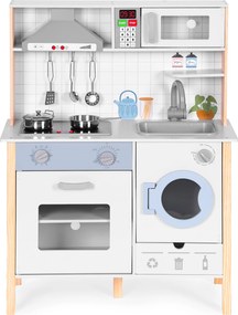 Drevená detská kuchynka ECOTOYS s LED, zvukmi a práčkou