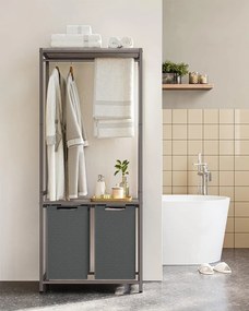 Kôš na prádlo s policou a tyčou na šaty, 177x73x33cm