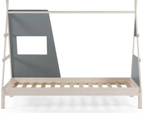 Sivozelená domčeková detská posteľ z borovicového dreva s roštom 90x200 cm Enola – Marckeric