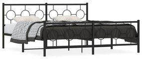 Kovový rám postele s čelom a podnožkou čierny 183x213 cm 376249