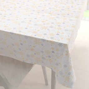 Biante Vianočný dekoračný obdĺžnikový obrus PML-040 Sivé a béžové vločky 120x180 cm